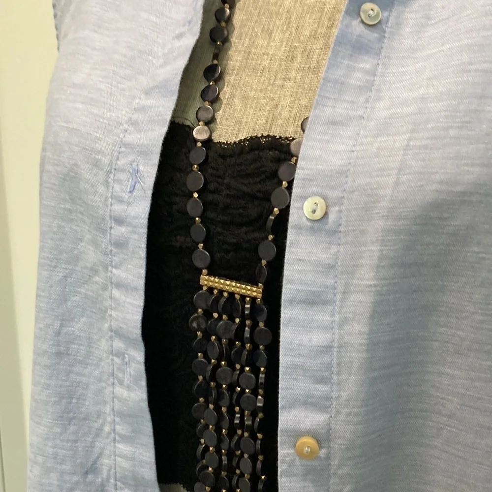 H&M Blue Button Down Tunic Dress Medium​​​ - Picture 9 of 15